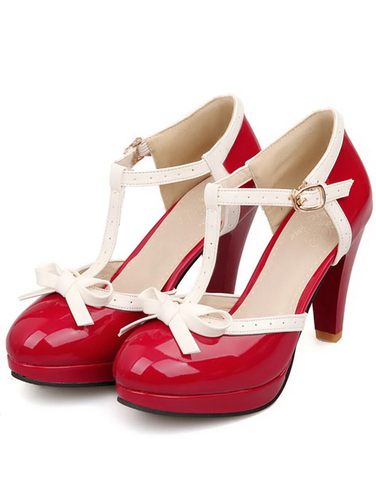 Schwarz Retro Bogen Dekor Hoher Absatz Schuhe - Image 5