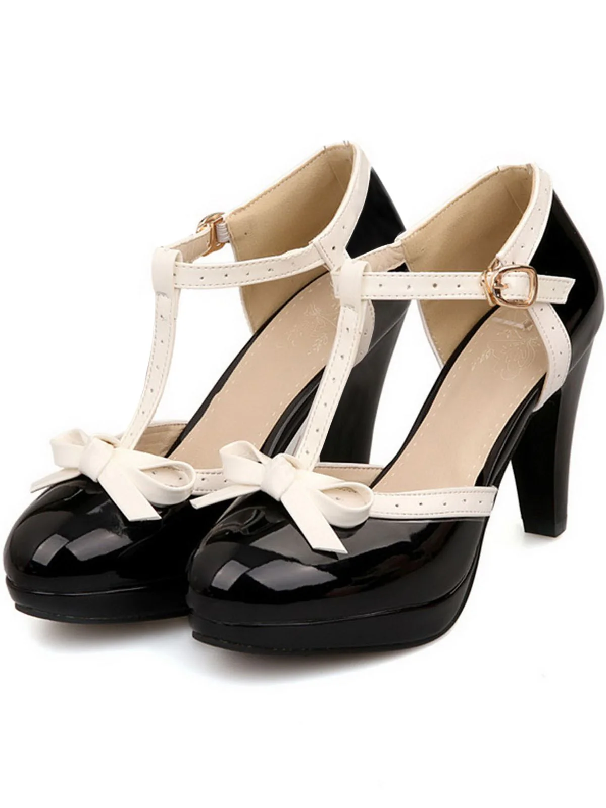 Rot Retro Bogen Dekor Hoher Absatz Schuhe - Image 3