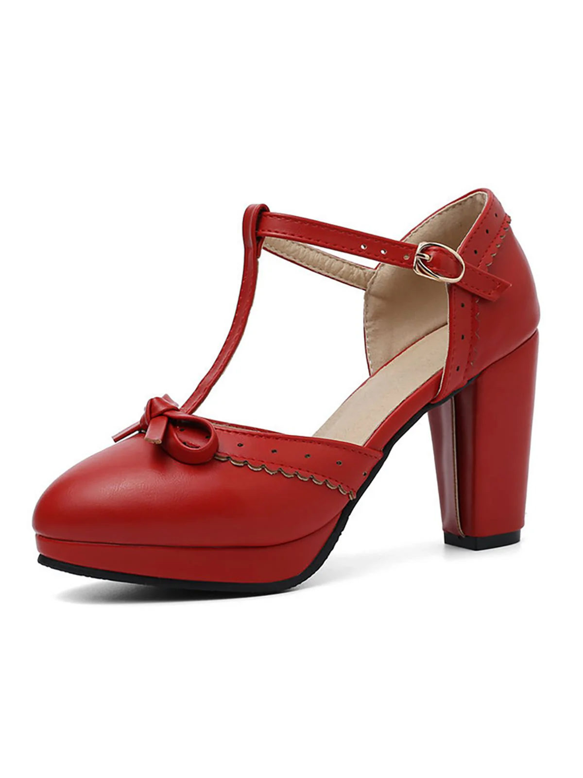 Hellblau Retro Bogen T-Gurt Hoher Absatz Schuhe - Image 17