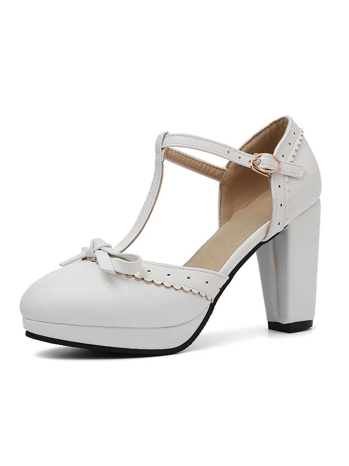 Hellblau Retro Bogen T-Gurt Hoher Absatz Schuhe - Image 19