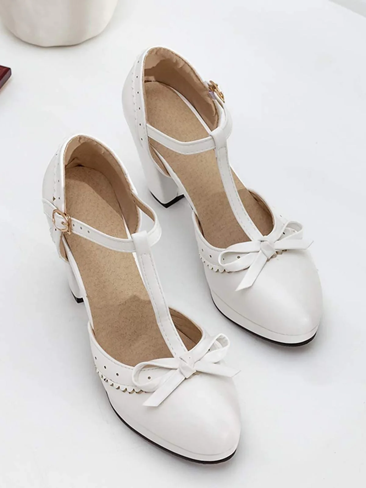 Hellblau Retro Bogen T-Gurt Hoher Absatz Schuhe - Image 20