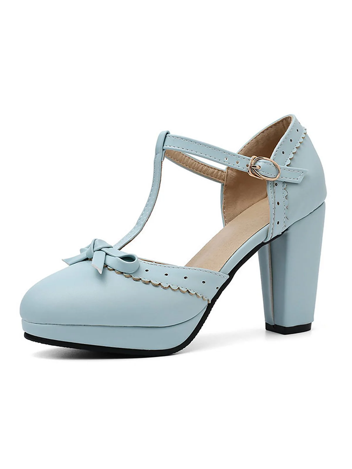 Schwarz Retro Bogen T-Gurt Hoher Absatz Schuhe - Image 12