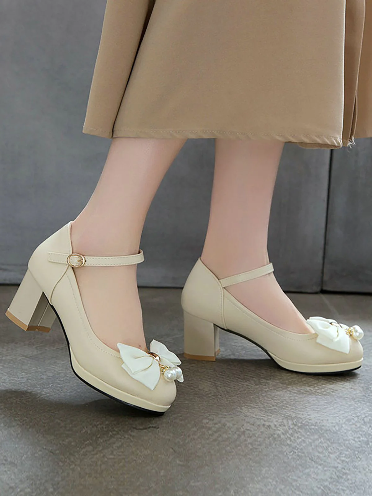 VINTAGE BOW PERLEN HOHE ABSATZ SCHUHE - Image 11