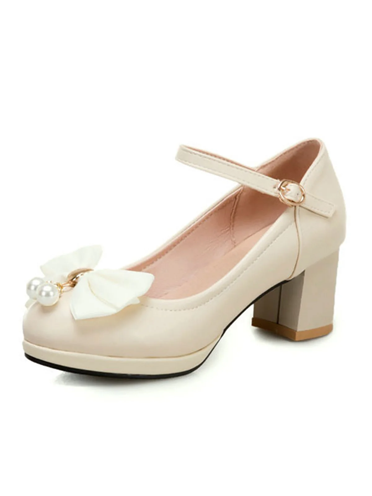 VINTAGE BOW PERLEN HOHE ABSATZ SCHUHE - Image 8