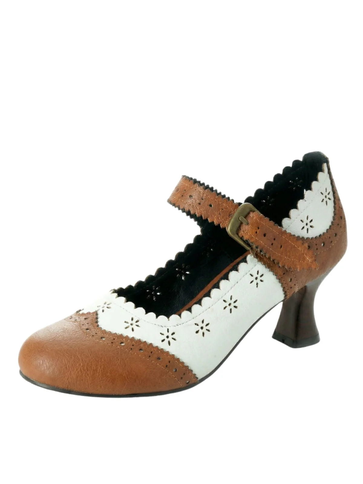 Vintage Brogue Blumen Ausgeschnitten Blockabsatz Schuhe - Image 5