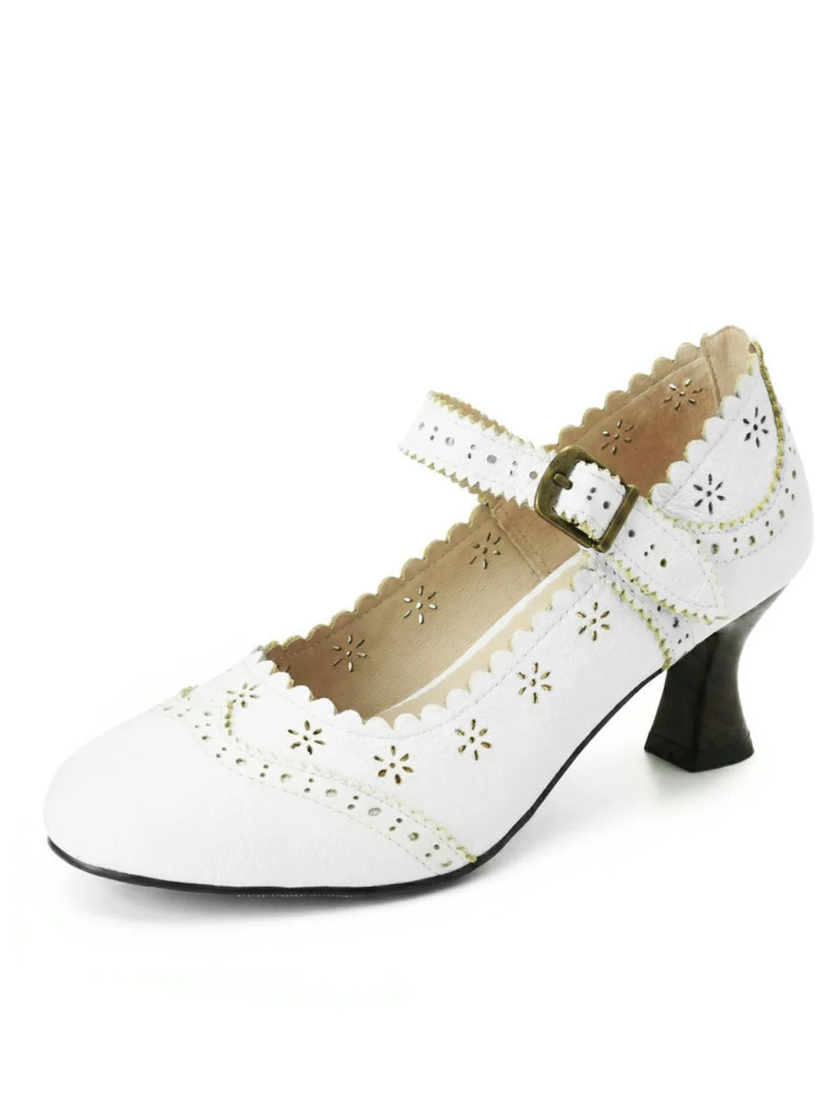 Vintage Brogue Blumen Ausgeschnitten Blockabsatz Schuhe - Image 7