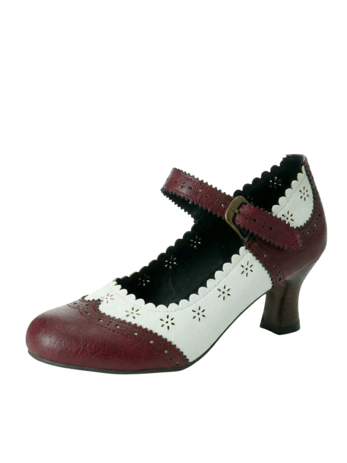 Vintage Brogue Blumen Ausgeschnitten Blockabsatz Schuhe - Image 9