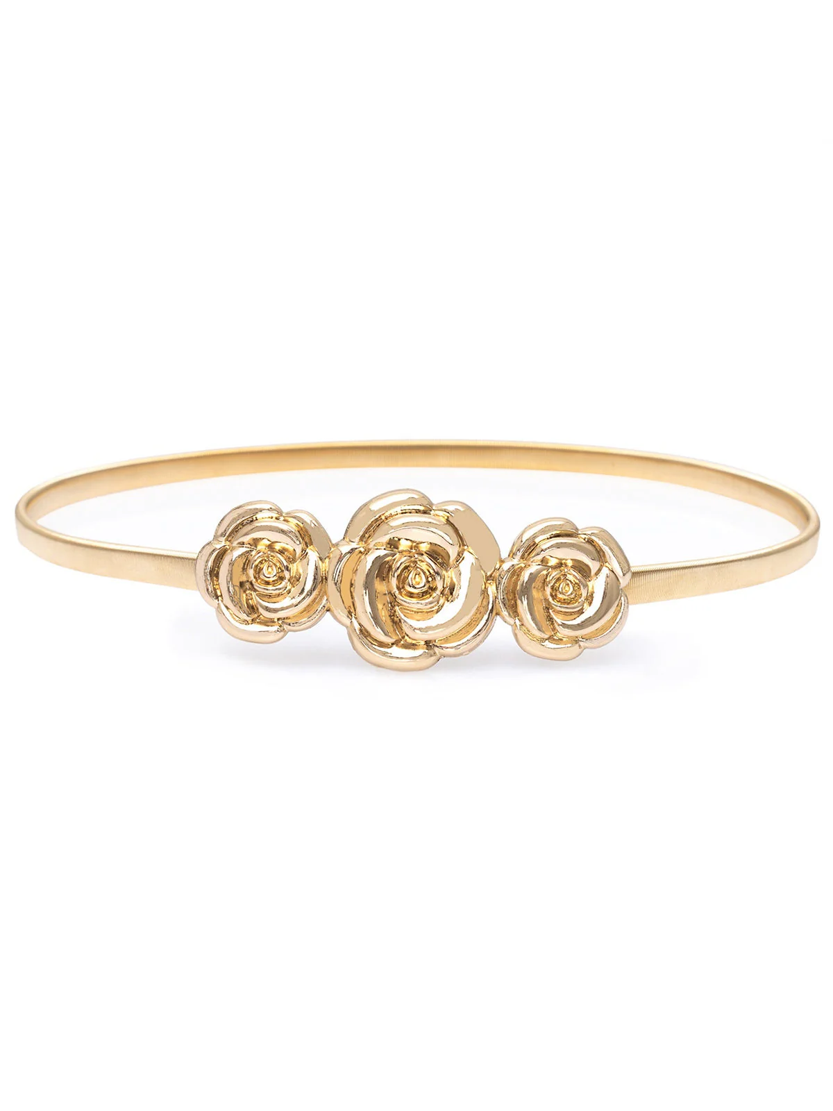 Vintage Chic Gold Elastisch Metallic Thin Gürtel - Image 2