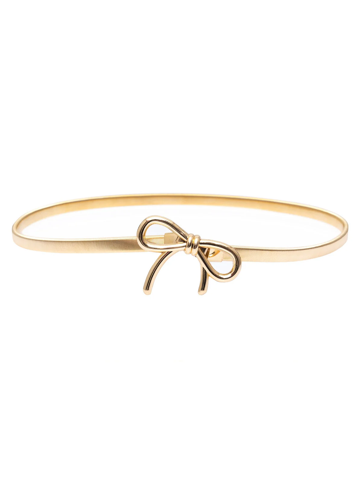 Vintage Chic Gold Elastisch Metallic Thin Gürtel - Image 4