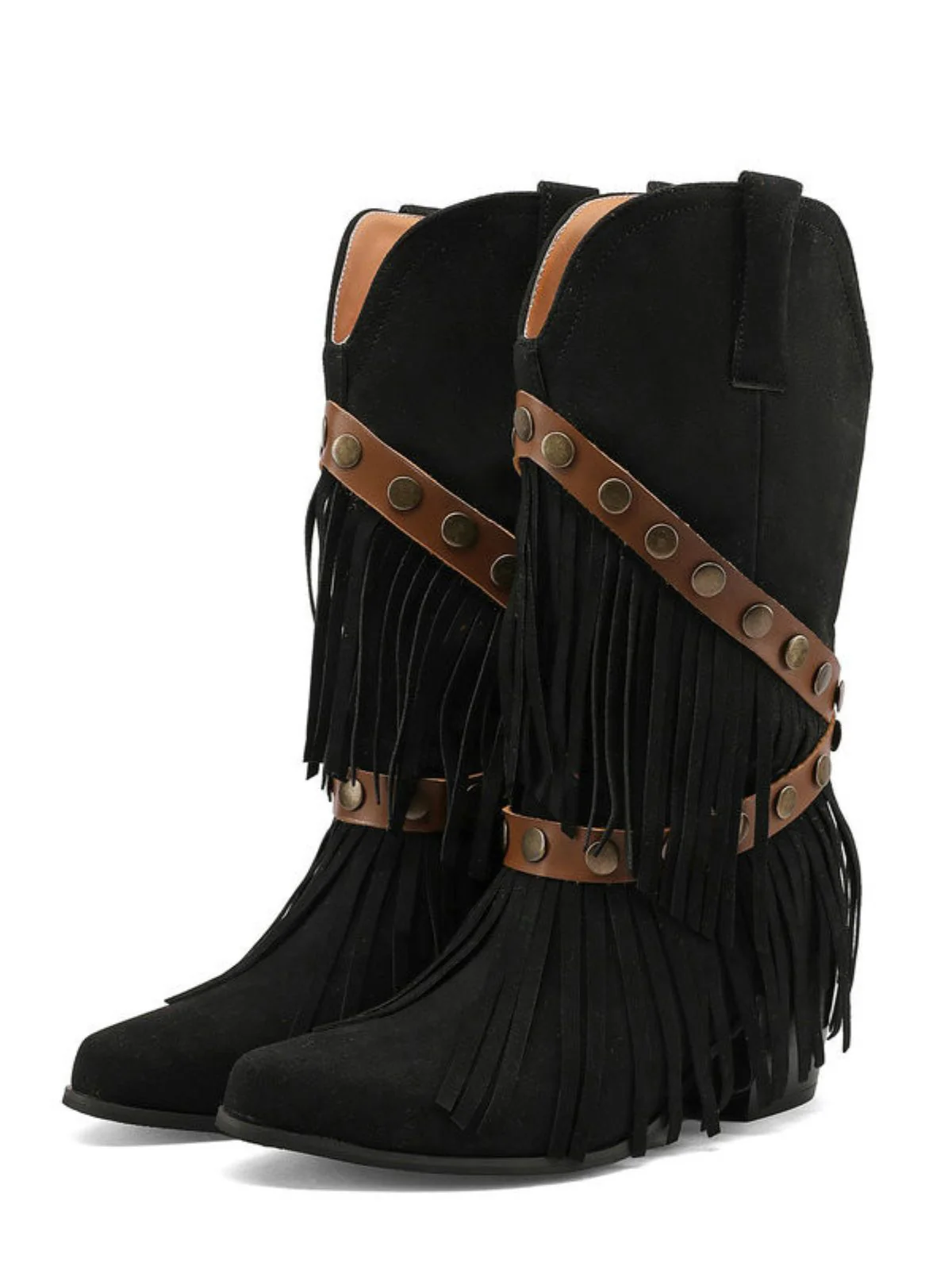 Vintage Denim Western Cowboy Fransen Wadenhoch Stiefel - Image 11