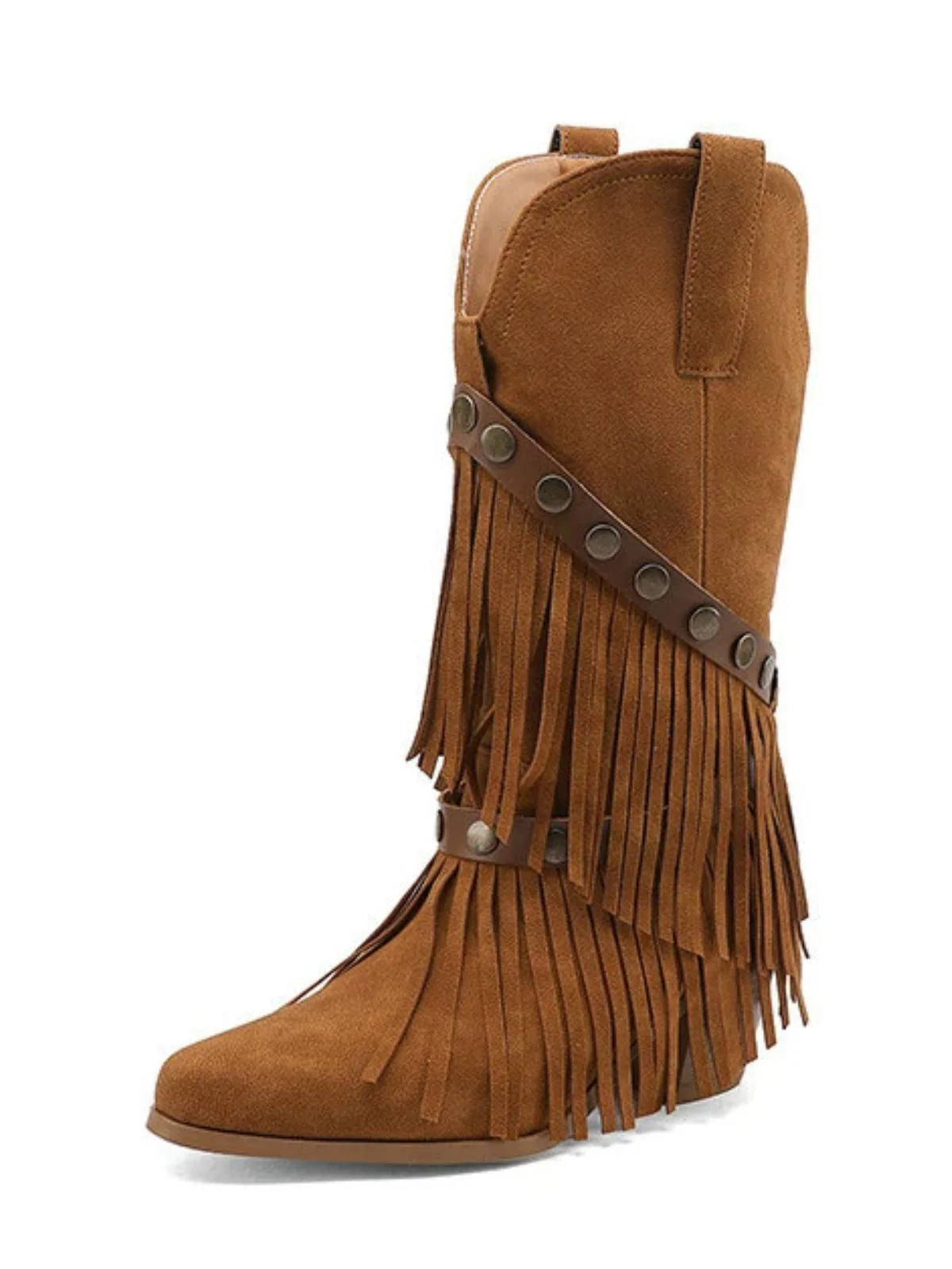 Vintage Denim Western Cowboy Fransen Wadenhoch Stiefel - Image 5