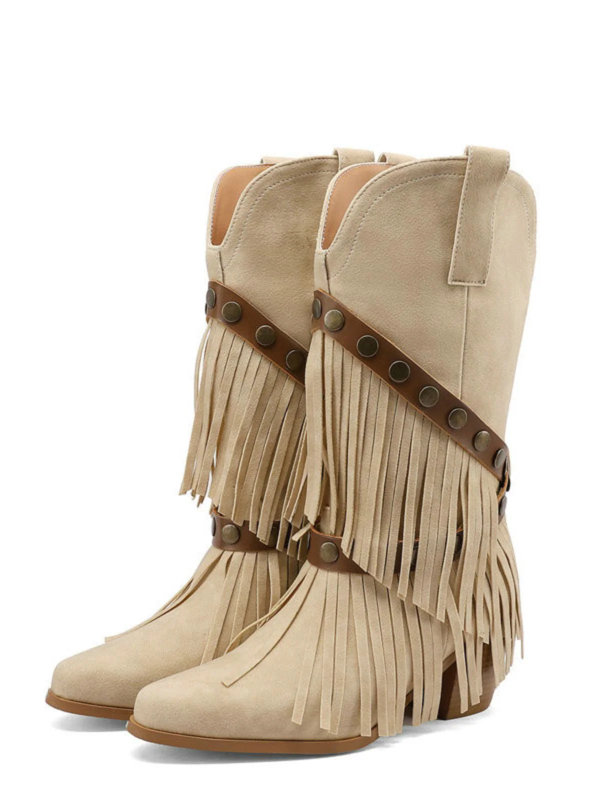 Vintage Denim Western Cowboy Fransen Wadenhoch Stiefel - Image 7