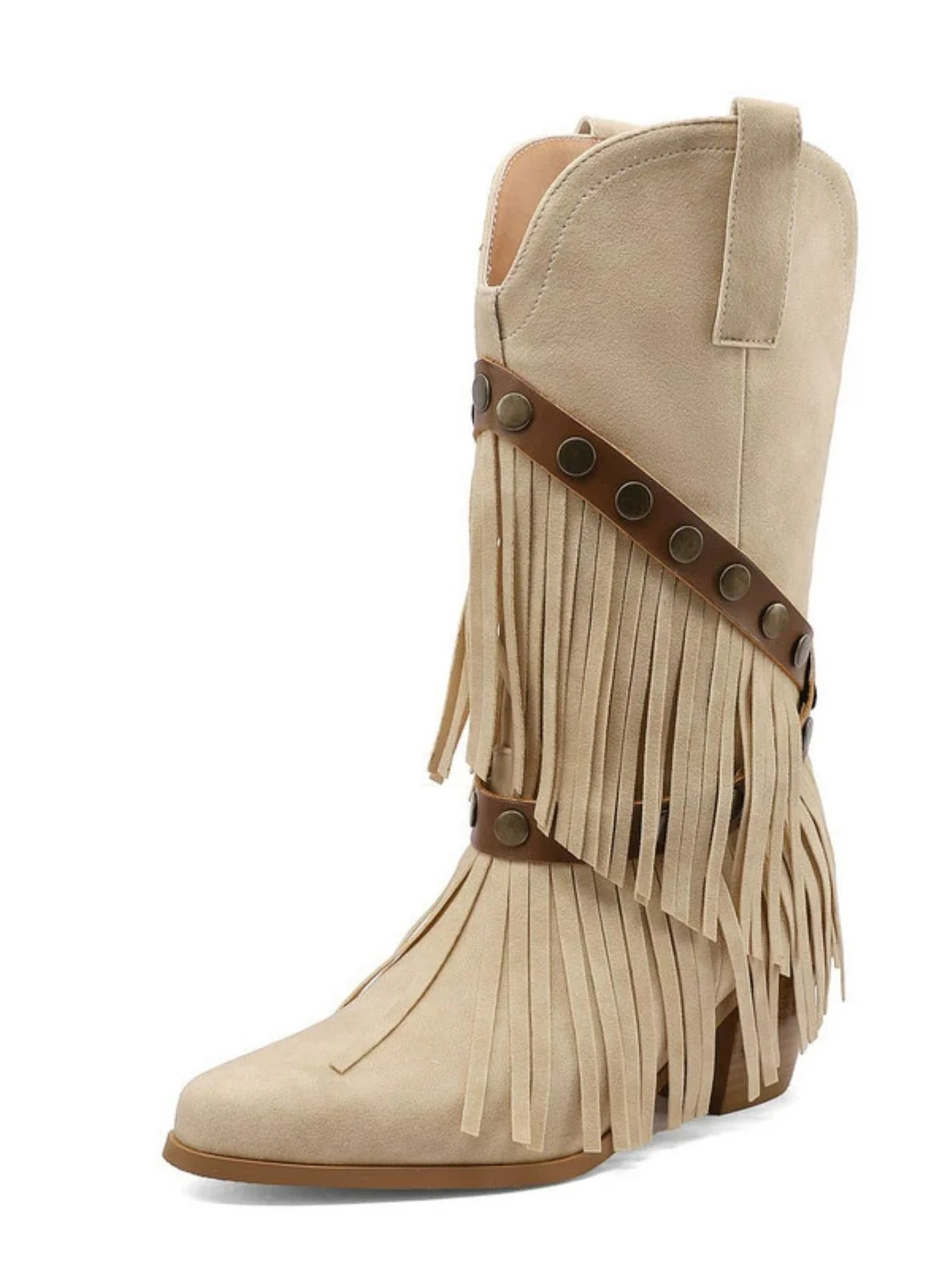 Vintage Denim Western Cowboy Fransen Wadenhoch Stiefel - Image 9