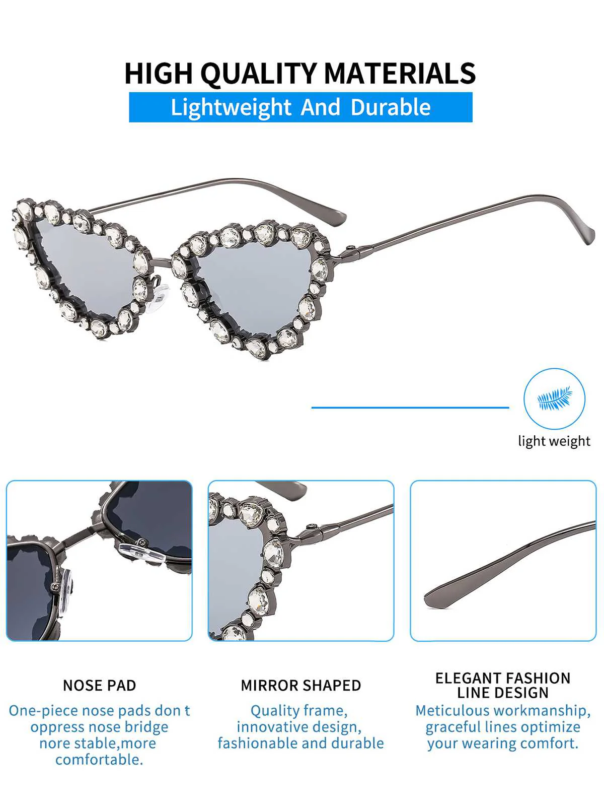 Vintage Diamant Katzenauge Sonnenbrille - Image 7