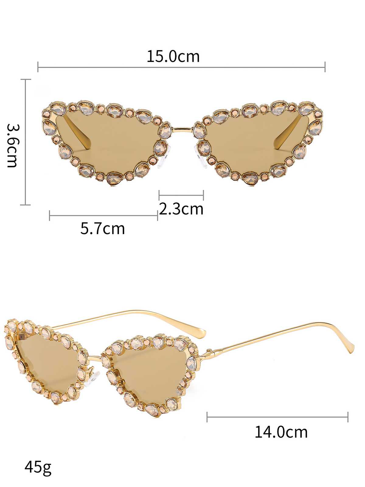 Vintage Diamant Katzenauge Sonnenbrille - Image 9