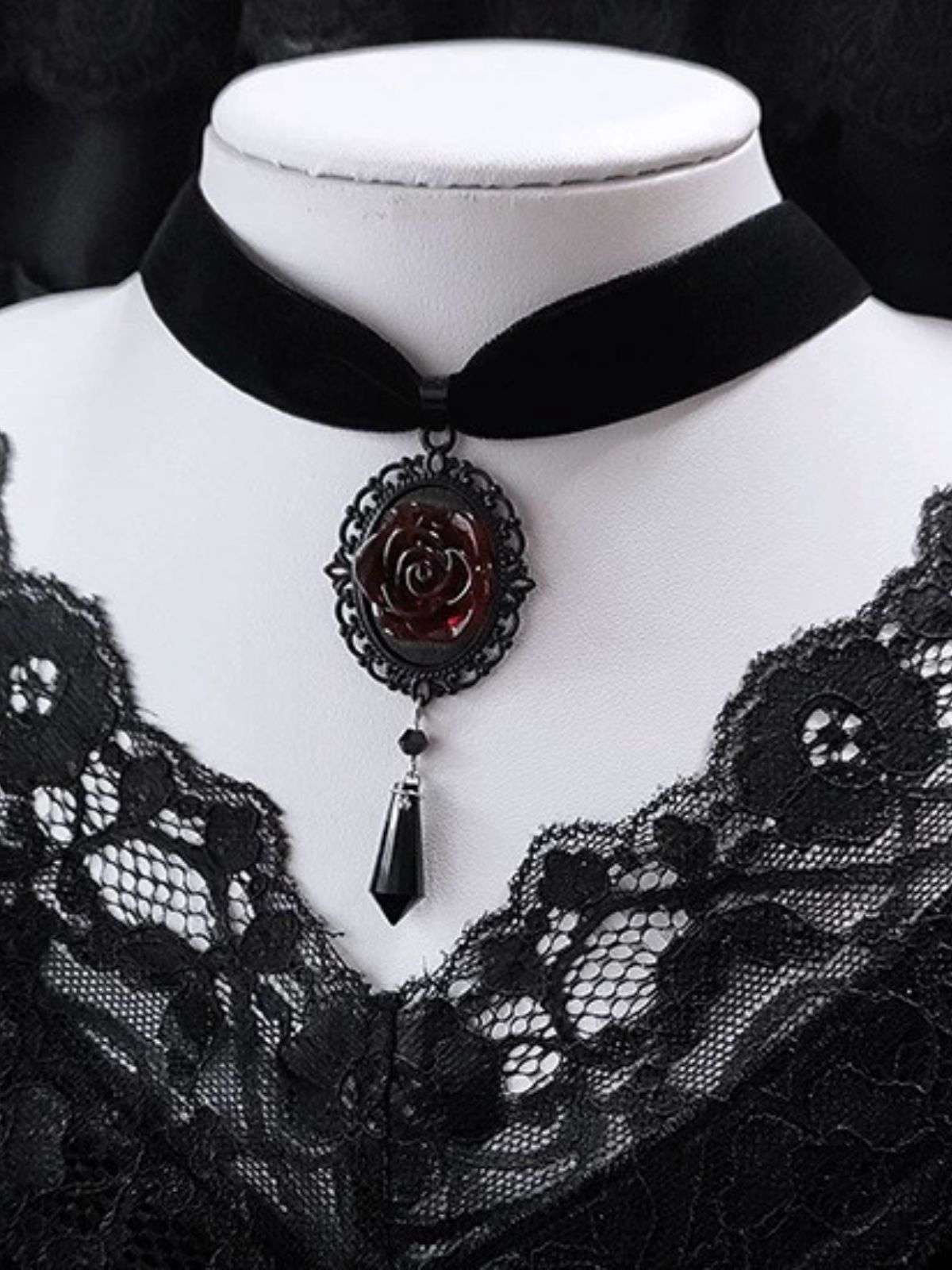 Vintage Dunkle Rose Viktorianisch Gothic Halskette - Image 2