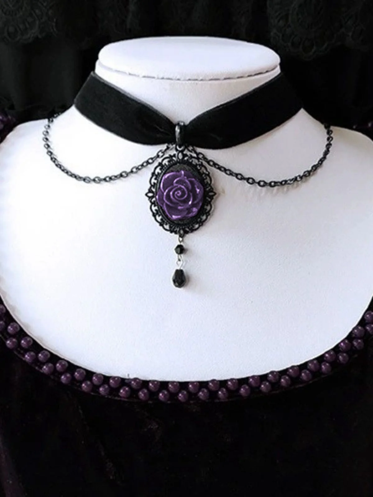 Vintage Dunkle Rose Viktorianisch Gothic Halskette - Image 6
