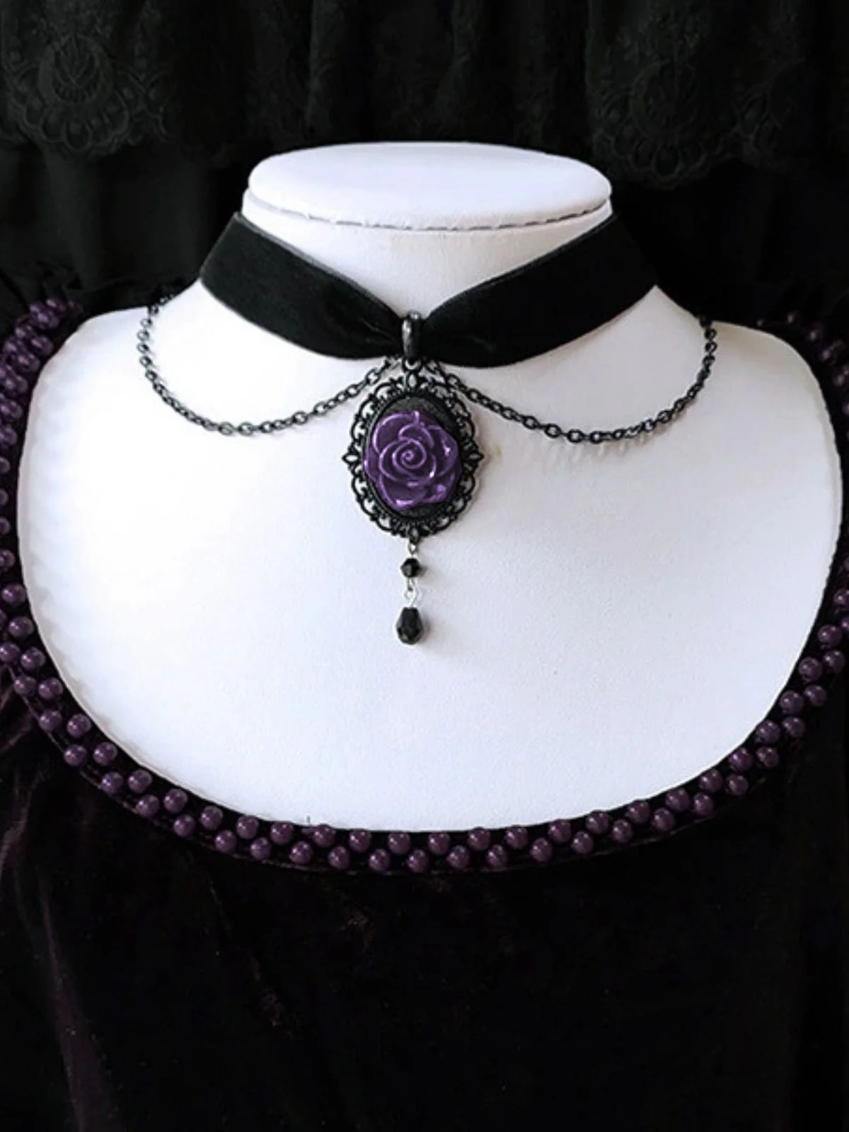 Vintage Dunkle Rose Viktorianisch Gothic Halskette - Image 7