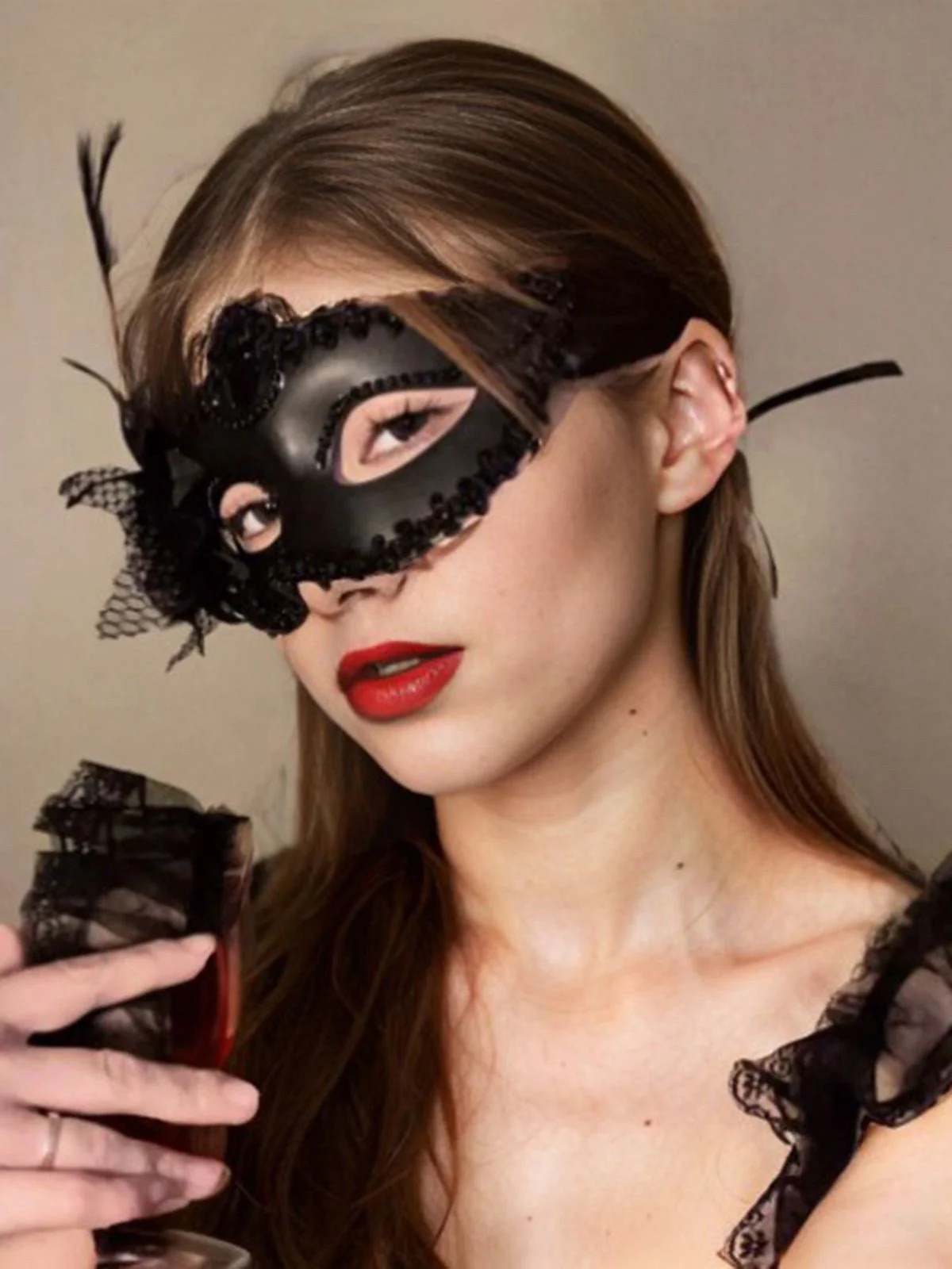 Vintage Elegant Feder Netz Augenmaske - Image 2