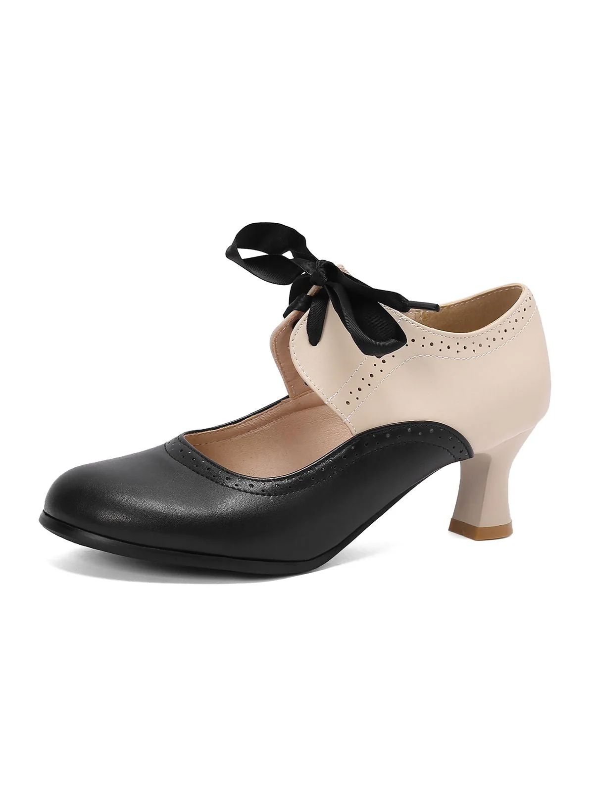 Vintage Farbblock Schnürung Kitten Heel Schuhe - Image 10