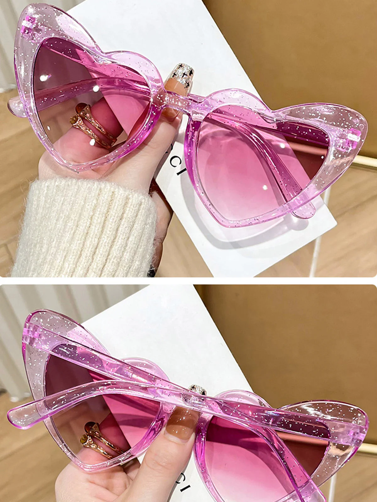 Vintage Gebogen Herz Rahmen Sonnenbrille - Image 2