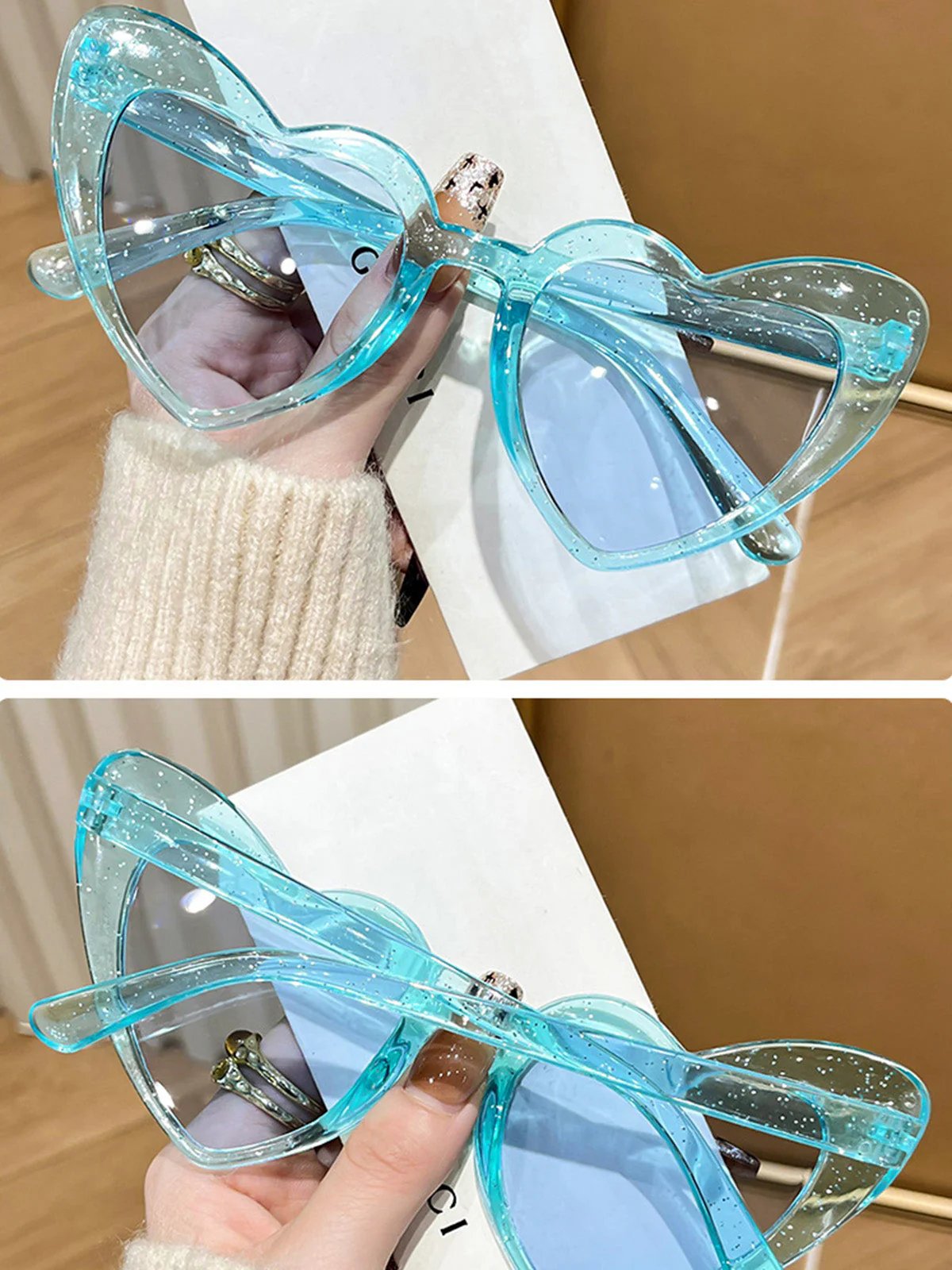 Vintage Gebogen Herz Rahmen Sonnenbrille - Image 4