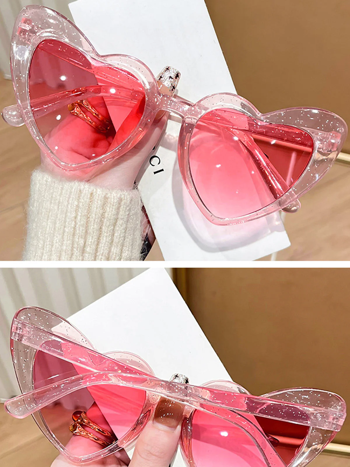 Vintage Gebogen Herz Rahmen Sonnenbrille - Image 5
