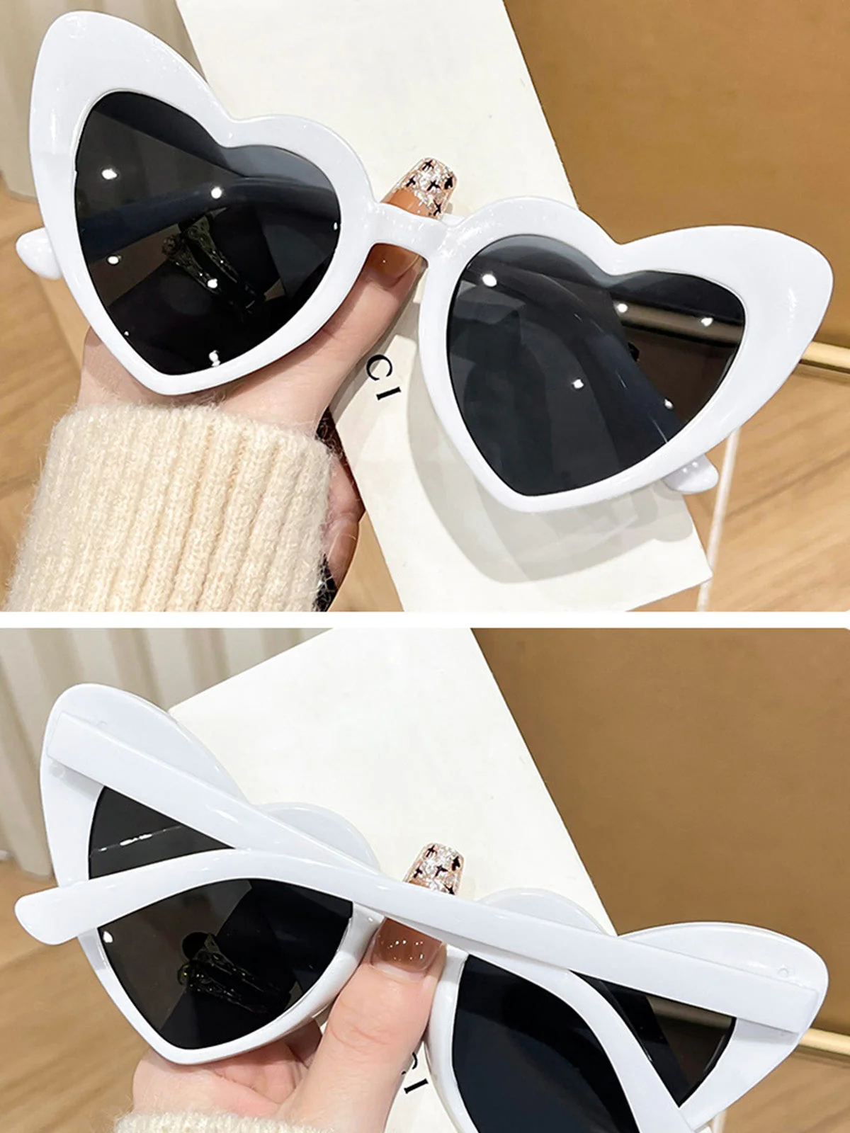 Vintage Gebogen Herz Rahmen Sonnenbrille - Image 6