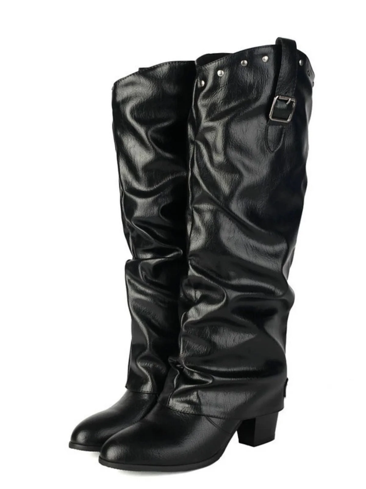 Vintage Genietet Schnalle Wadenmitte Stiefel - Image 5