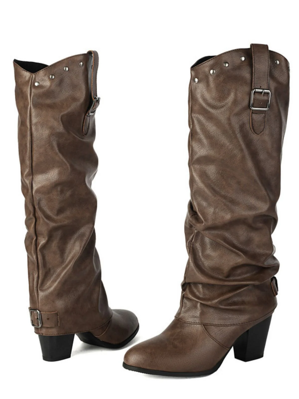 Vintage Genietet Schnalle Wadenmitte Stiefel - Image 8