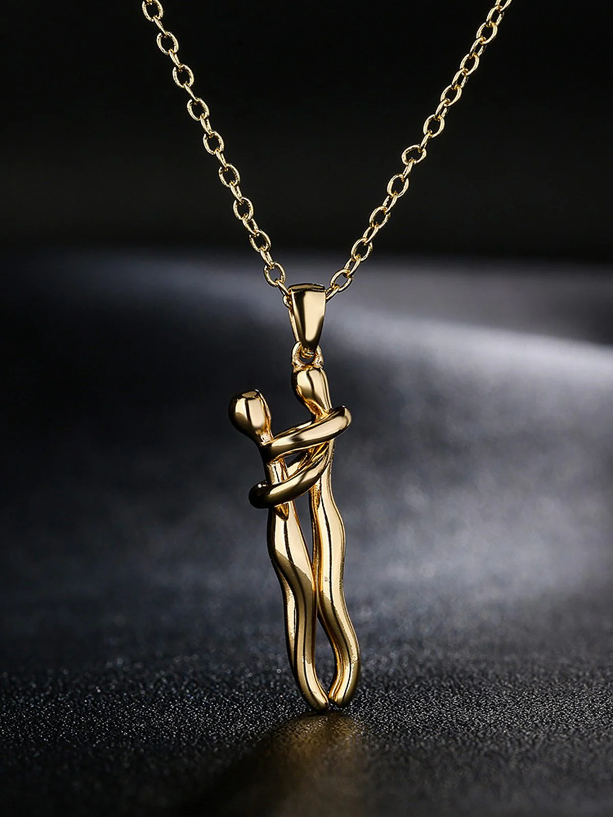 Vintage Gold Metallisch Paarumarmung Anhänger Halskette - Image 3