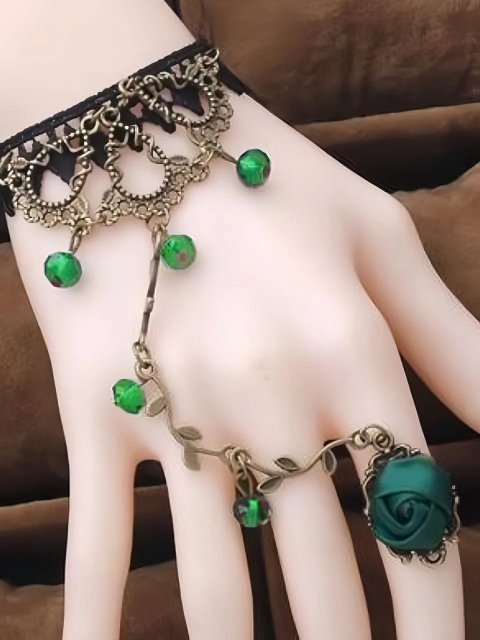 Vintage Gothic Rose Rebe Spitze Kristall Ring Armband - Image 5