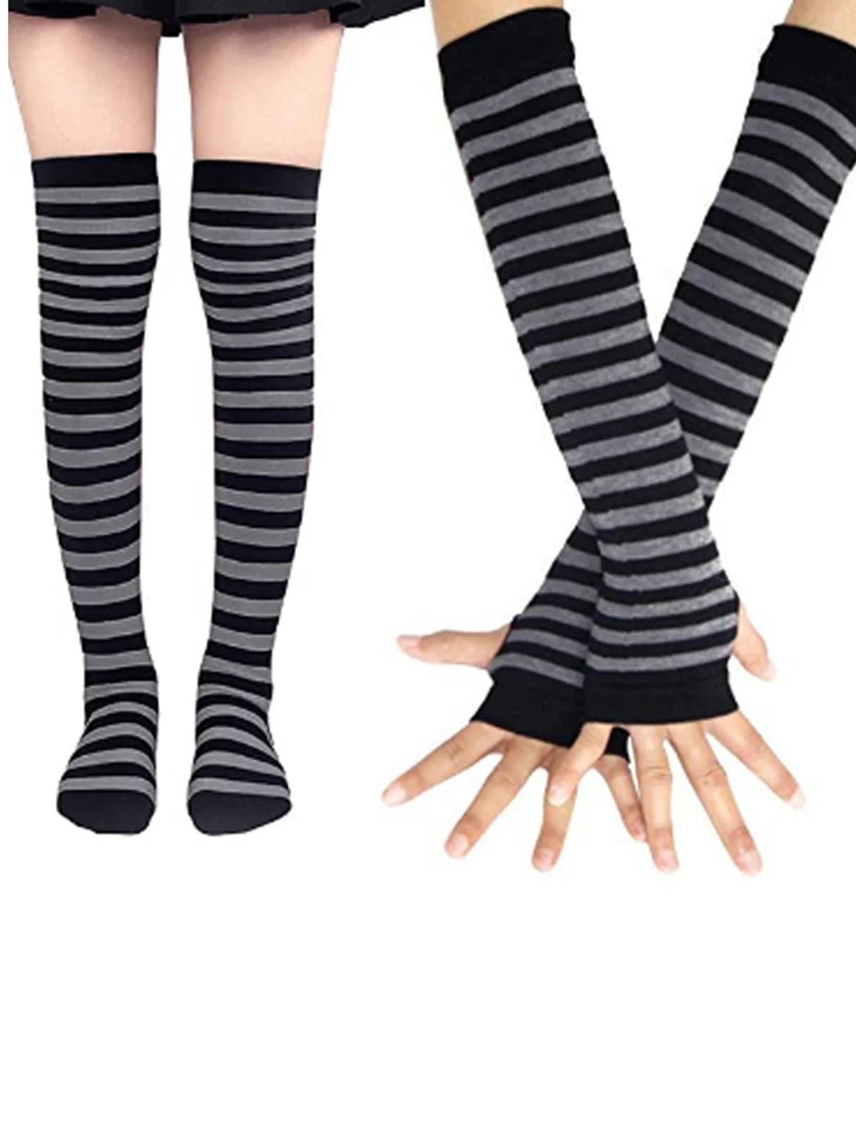 Vintage Halloween Streifen Fingerlose Handschuhe & Socken - Image 6