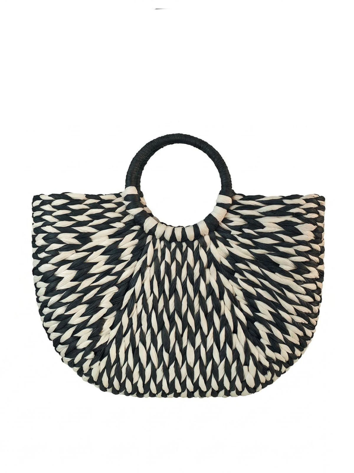 Vintage Handgewebt Stroh Strand Shopper - Image 2