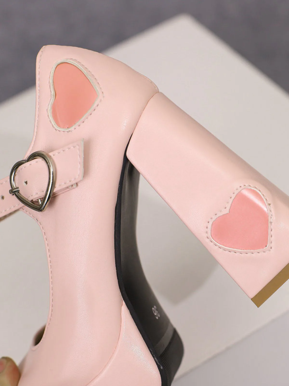 Vintage Herz Cut-Outs & Schnalle Mary Jane Absatz Schuhe - Image 5