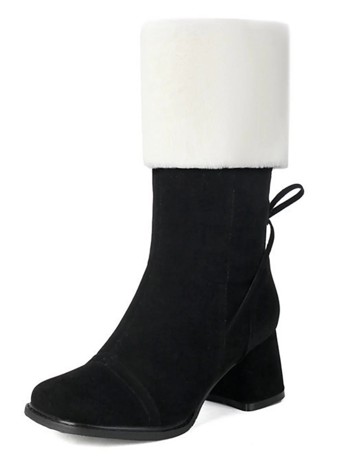 Vintage Kontrastiert Wildleder Plüsch Klobig Stiefel - Image 2