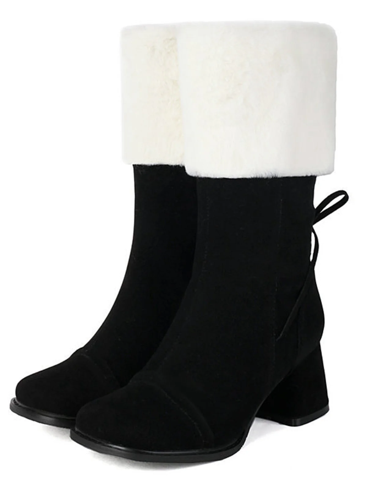Vintage Kontrastiert Wildleder Plüsch Klobig Stiefel - Image 3