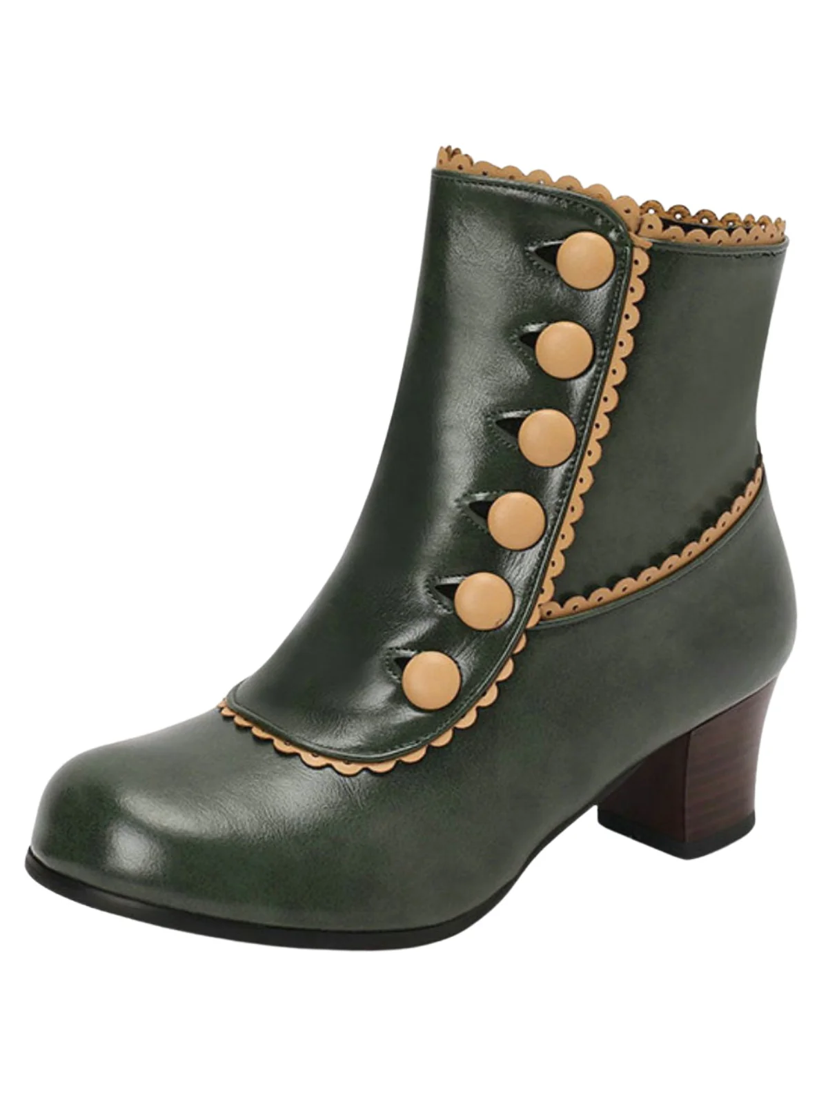 Vintage Kunstfellfutter Chunky Ferse Kurze Stiefel - Image 12