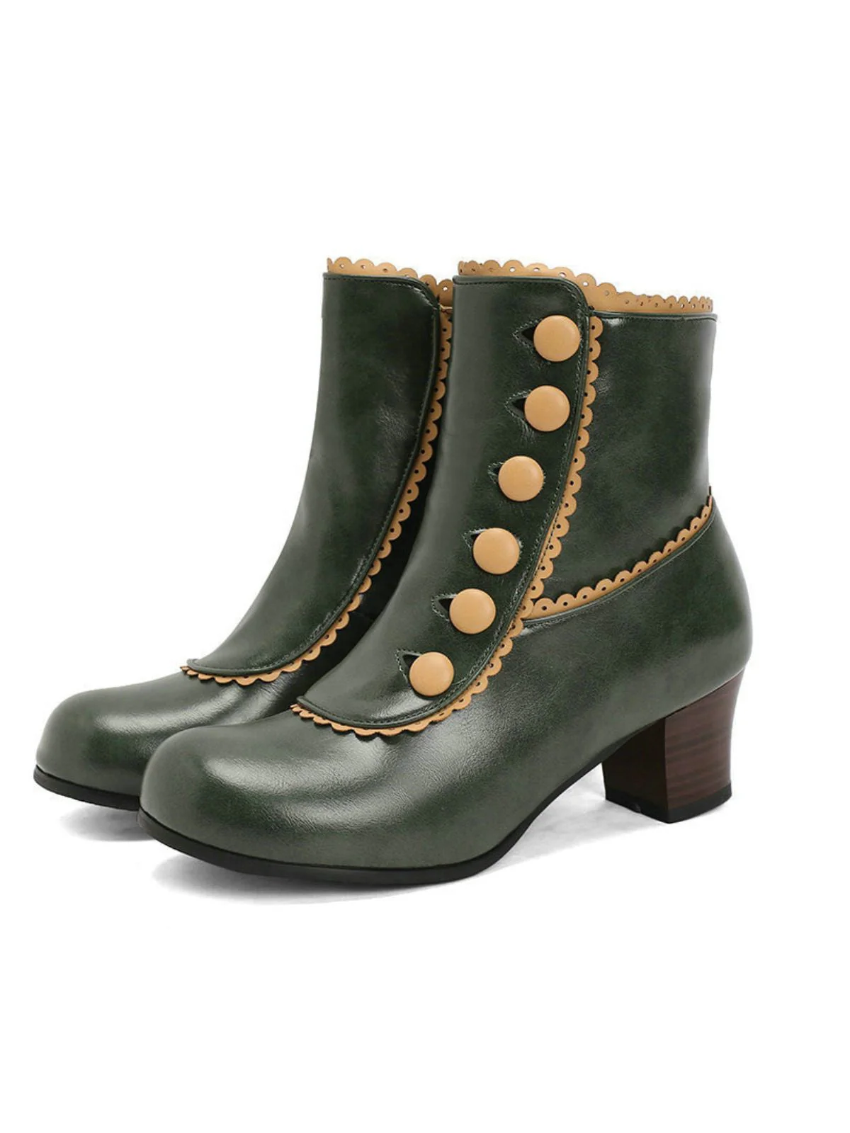 Vintage Kunstfellfutter Chunky Ferse Kurze Stiefel - Image 15