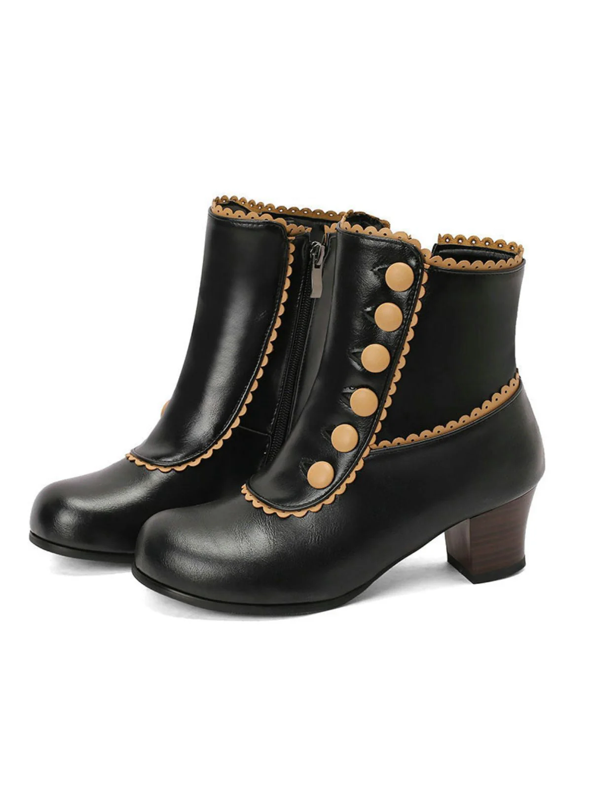 Vintage Kunstfellfutter Chunky Ferse Kurze Stiefel - Image 2