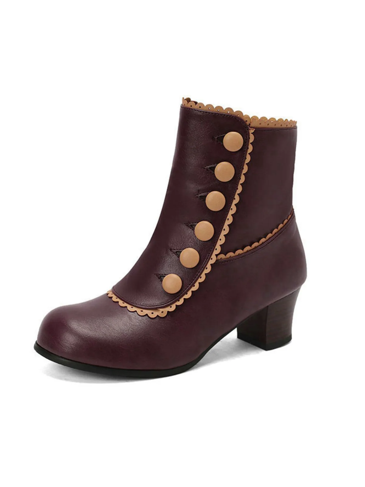 Vintage Kunstfellfutter Chunky Ferse Kurze Stiefel - Image 3