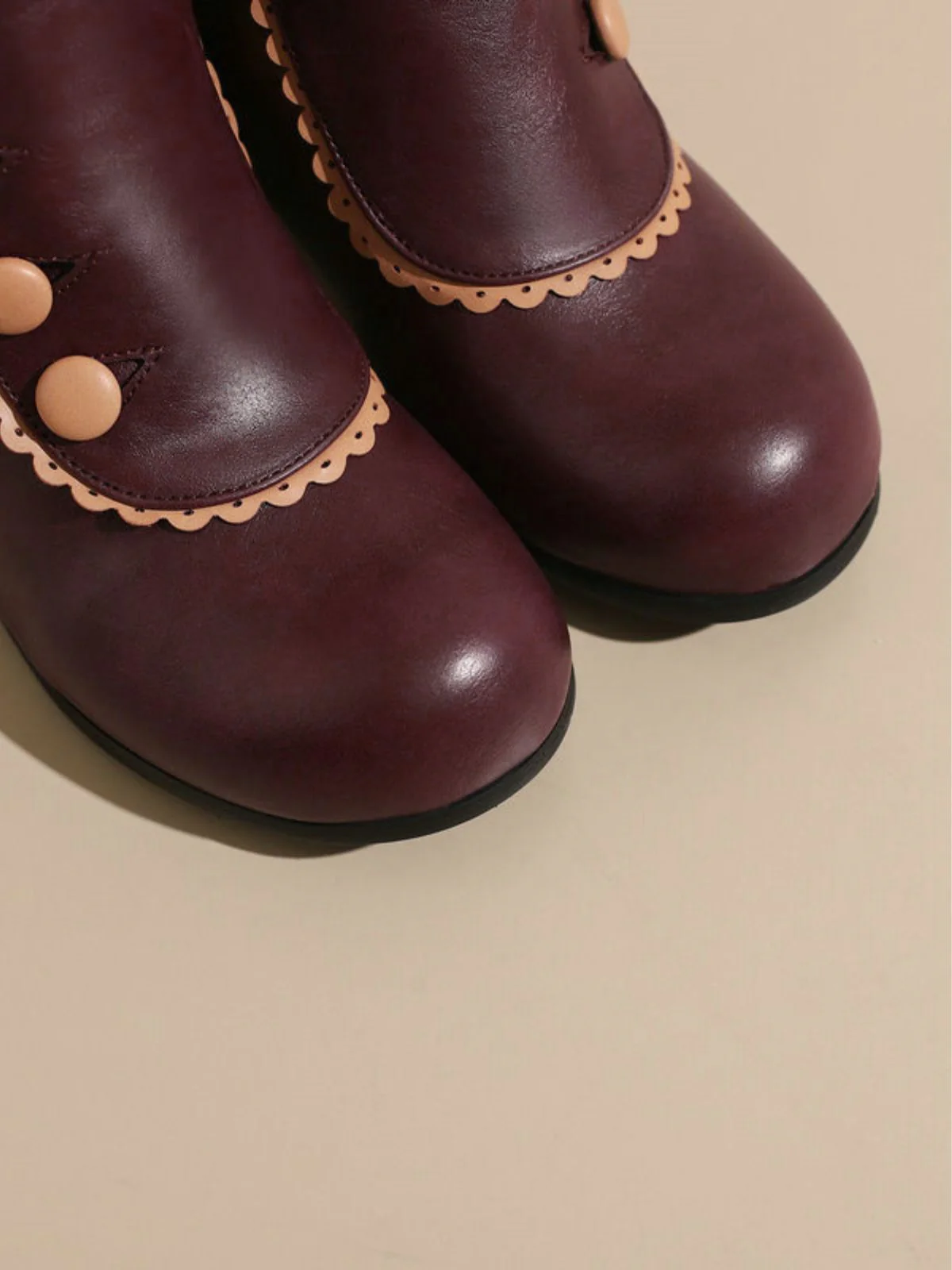 Vintage Kunstfellfutter Chunky Ferse Kurze Stiefel - Image 8