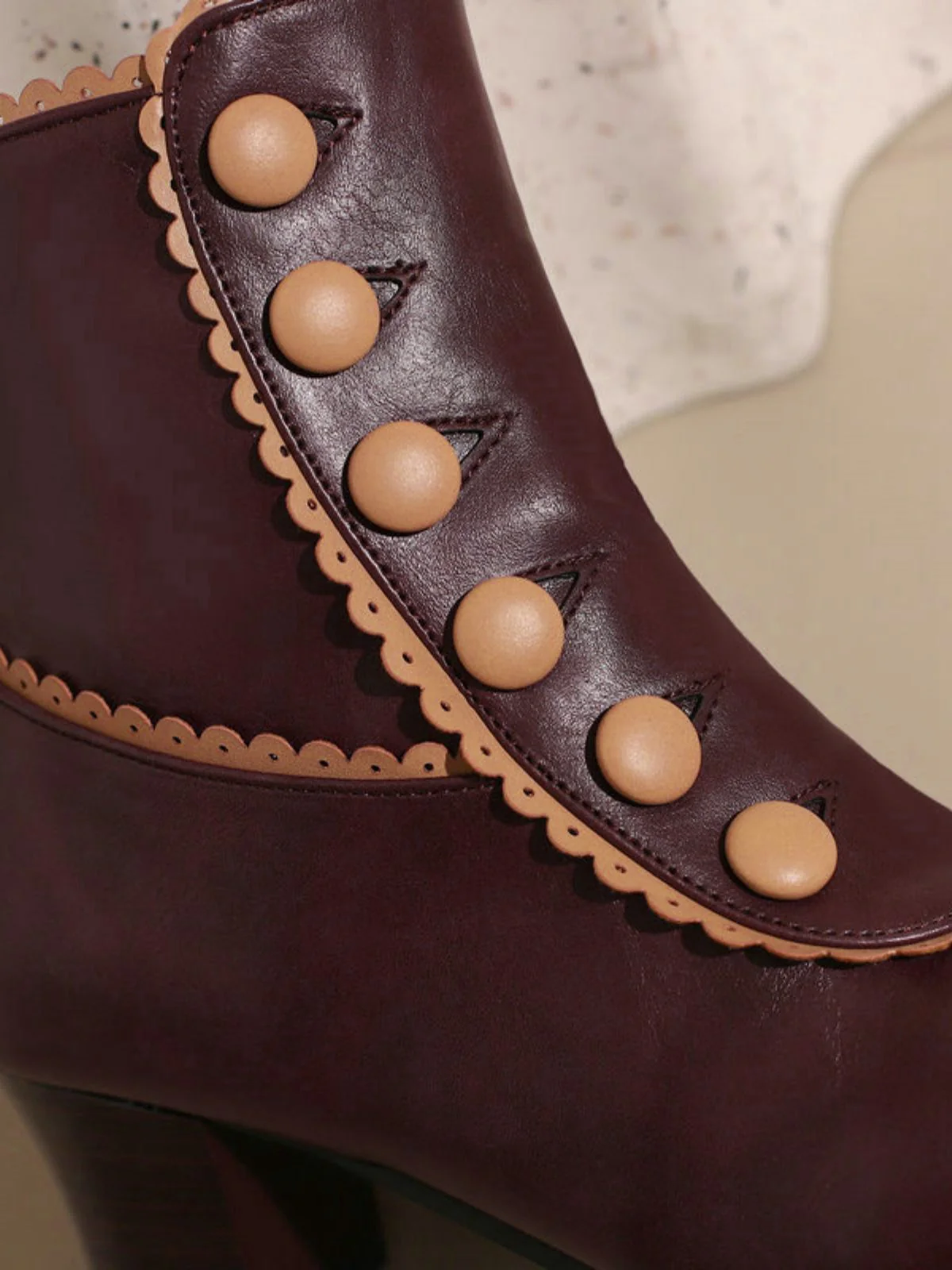 Vintage Kunstfellfutter Chunky Ferse Kurze Stiefel - Image 9