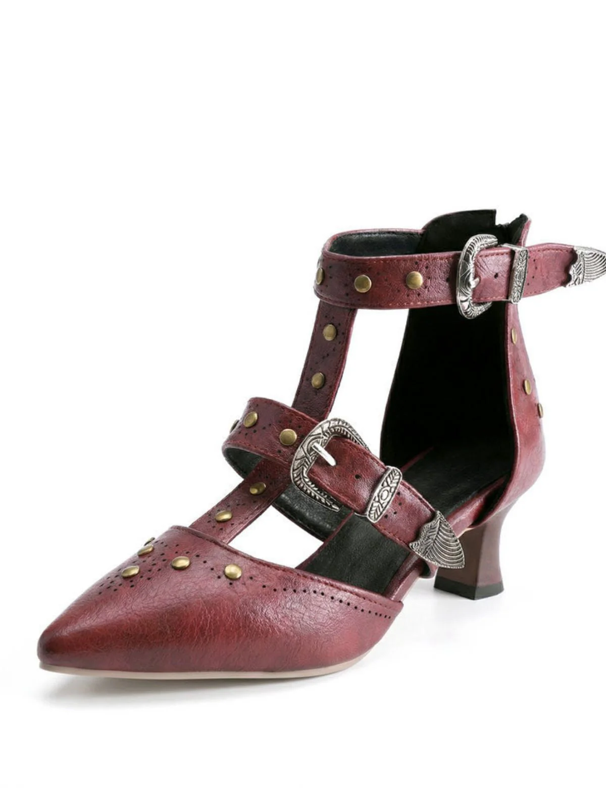 Vintage Kunstleder Spitz Nieten Sandalen - Image 10