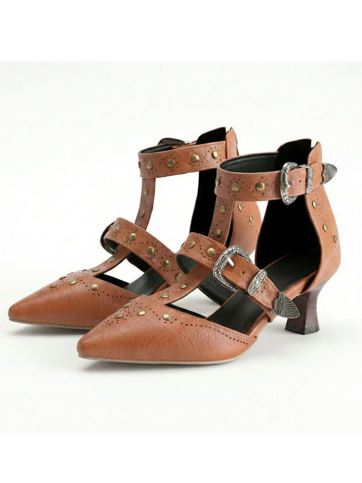 Vintage Kunstleder Spitz Nieten Sandalen - Image 11