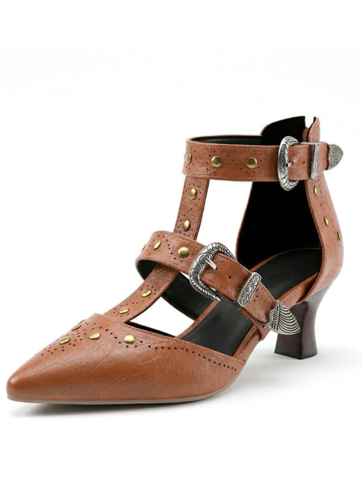 Vintage Kunstleder Spitz Nieten Sandalen - Image 12