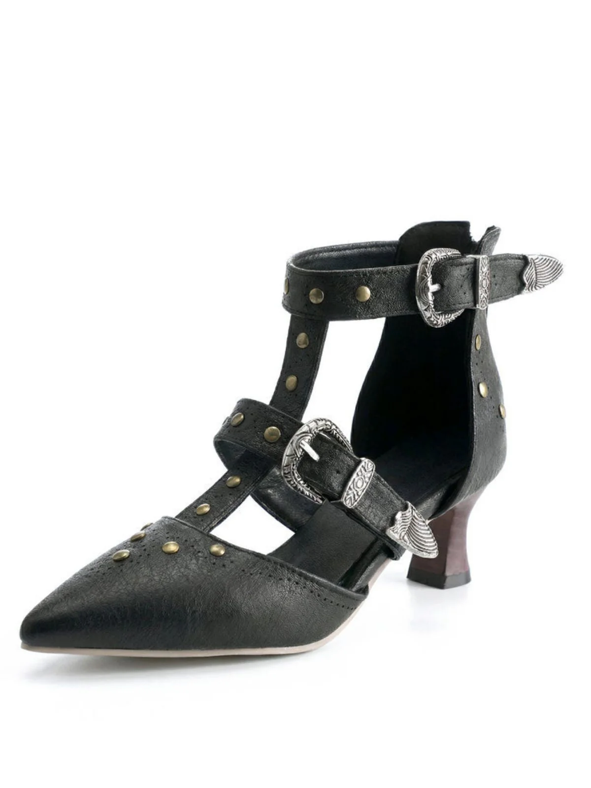 Vintage Kunstleder Spitz Nieten Sandalen - Image 2