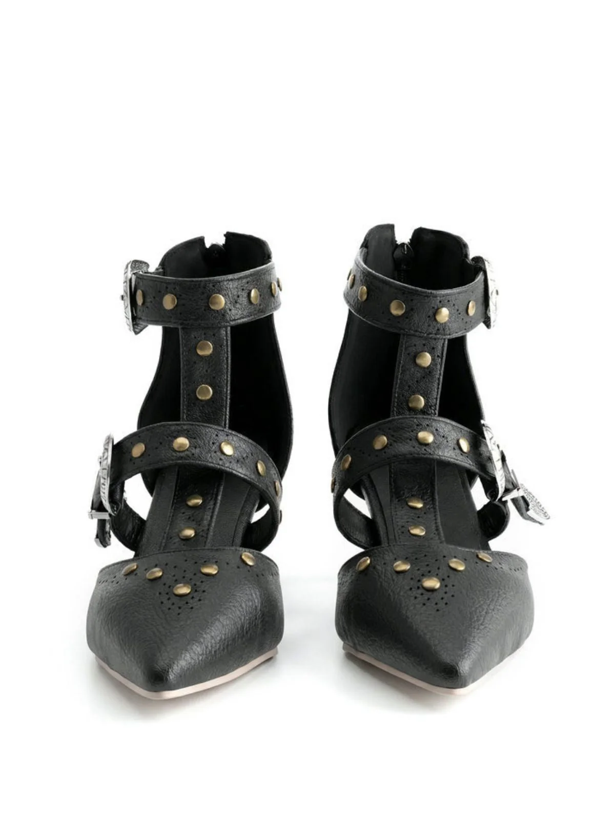 Vintage Kunstleder Spitz Nieten Sandalen - Image 3