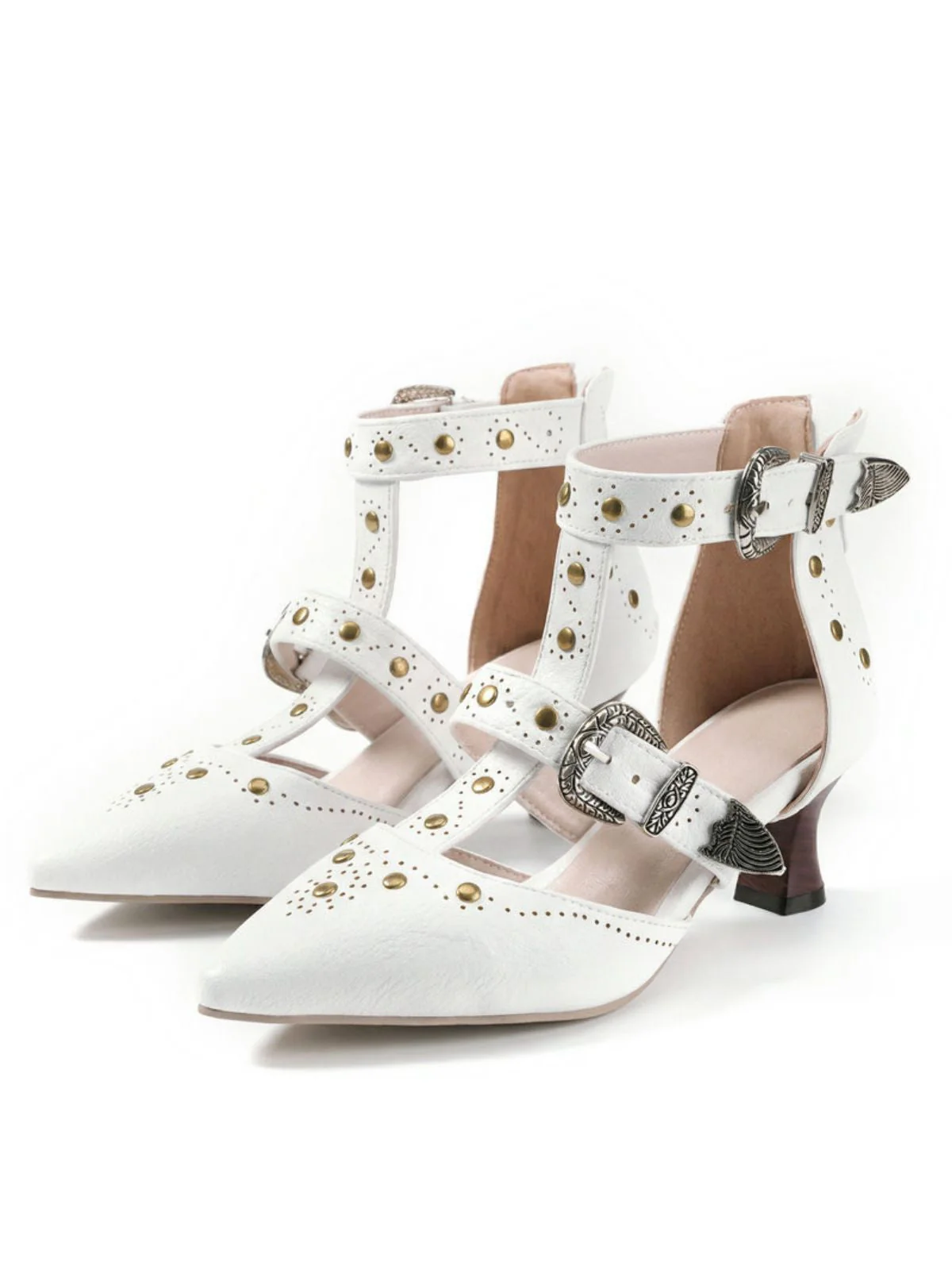 Vintage Kunstleder Spitz Nieten Sandalen - Image 5