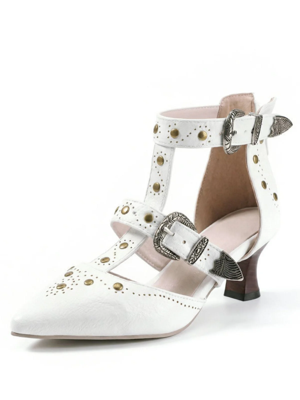Vintage Kunstleder Spitz Nieten Sandalen - Image 6